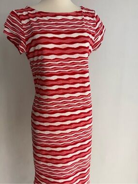 SHARAGANO Striped Midi Shift Dress NWOT